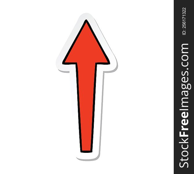 Sticker Of A Quirky Hand Drawn Cartoon Arrow