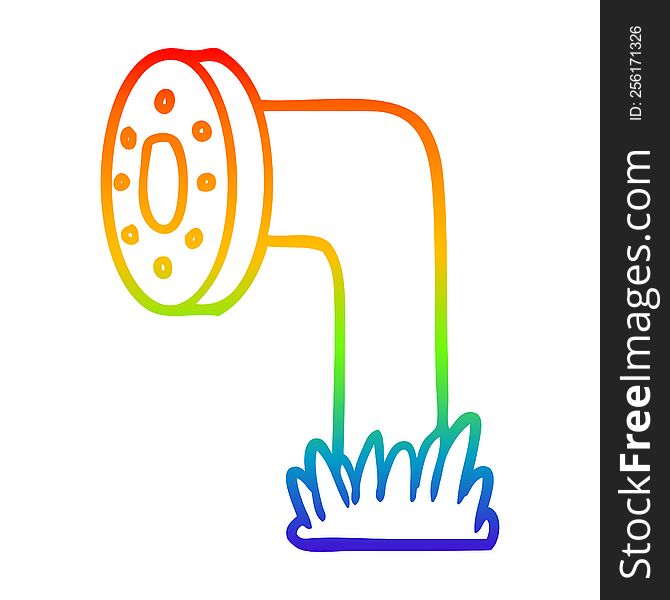 rainbow gradient line drawing of a cartoon pipe