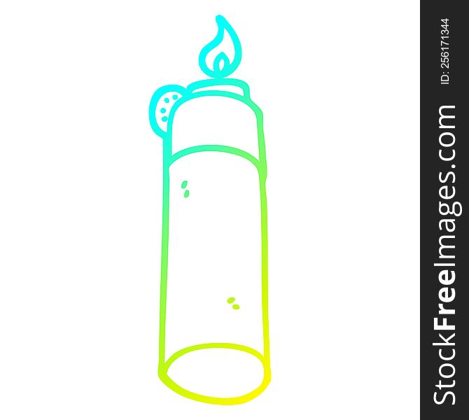 cold gradient line drawing of a cartoon cigarette lighter