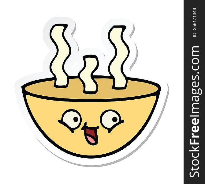 Sticker Of A Cute Cartoon Bowl Of Hot Soup