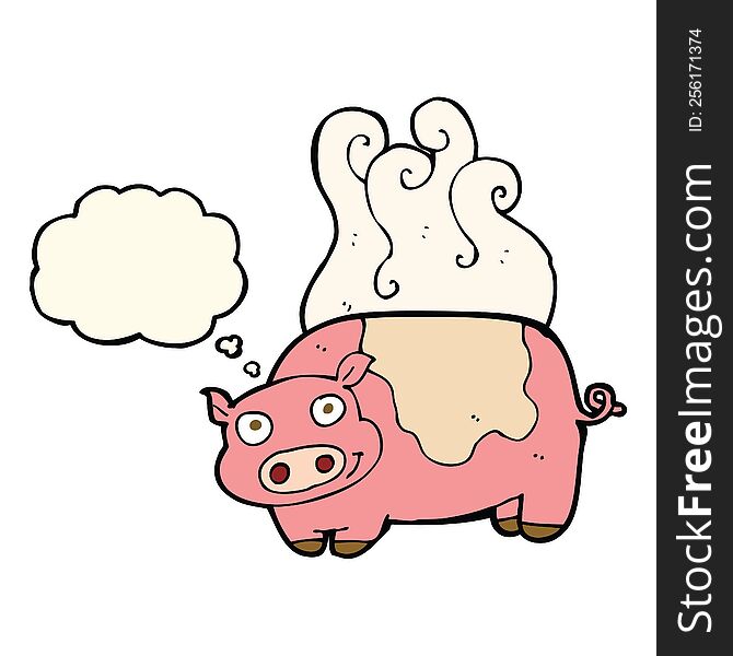 Cartoon Pig With Thought Bubble
