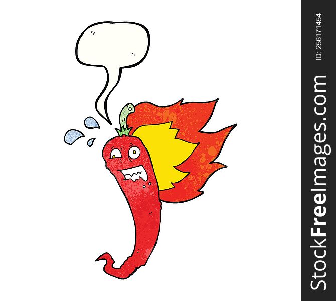 Hot Chilli Pepper Texture Speech Bubble Cartoon