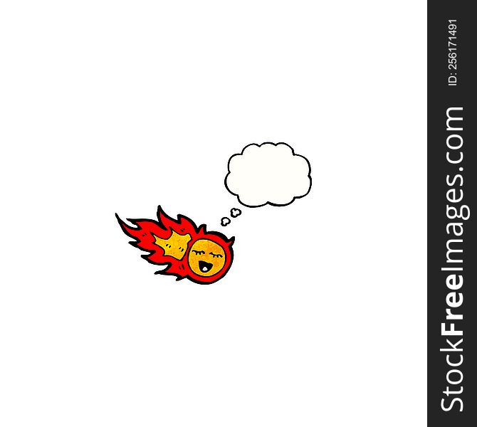 Cartoon Fireball With Thought Bubble