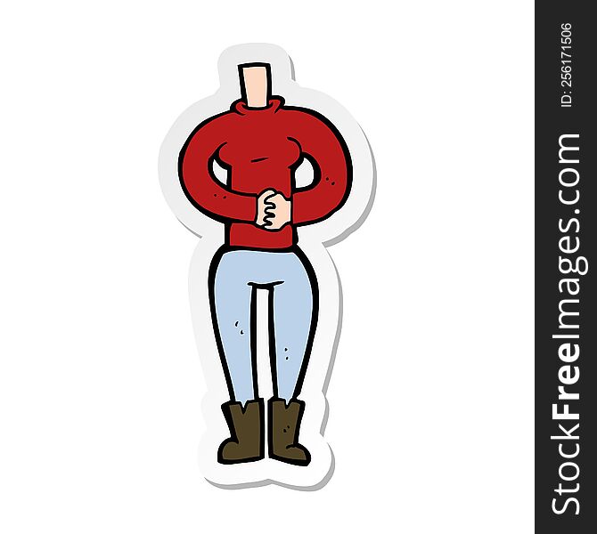 Sticker Of A Cartoon Female Body