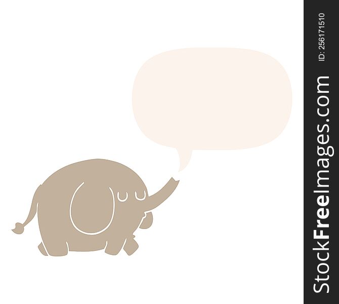 Cartoon Elephant And Speech Bubble In Retro Style