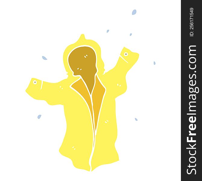 flat color illustration cartoon wet rain coat