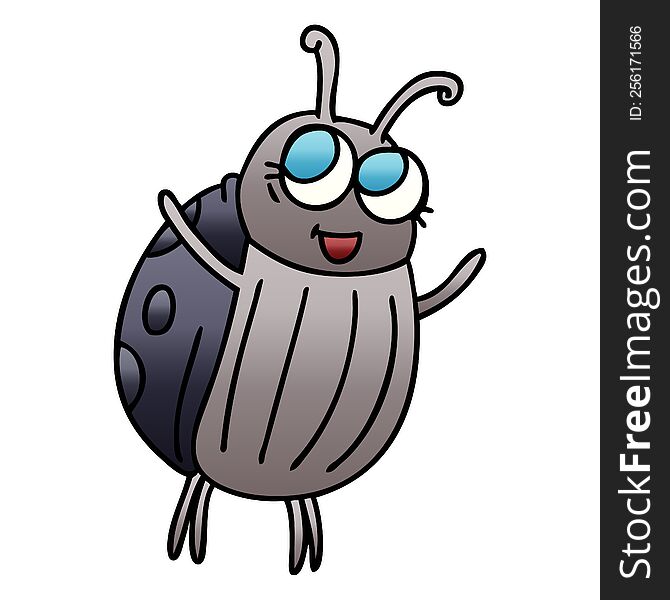 Quirky Gradient Shaded Cartoon Happy Bug