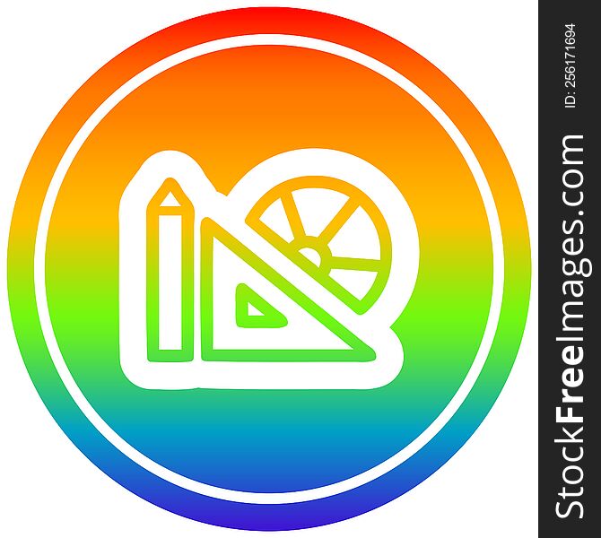 math equipment circular icon with rainbow gradient finish. math equipment circular icon with rainbow gradient finish