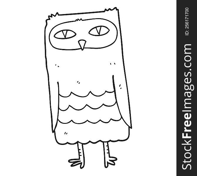 Black And White Cartoon Owl