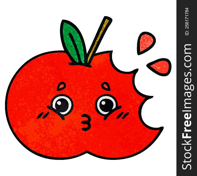 retro grunge texture cartoon red apple