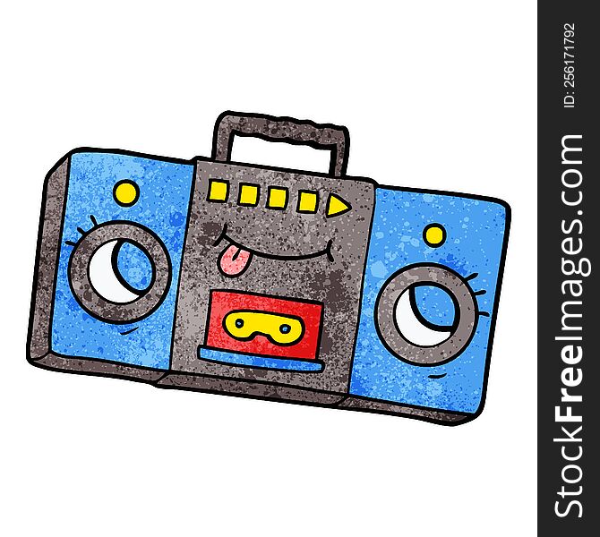 cartoon retro cassette tape player. cartoon retro cassette tape player