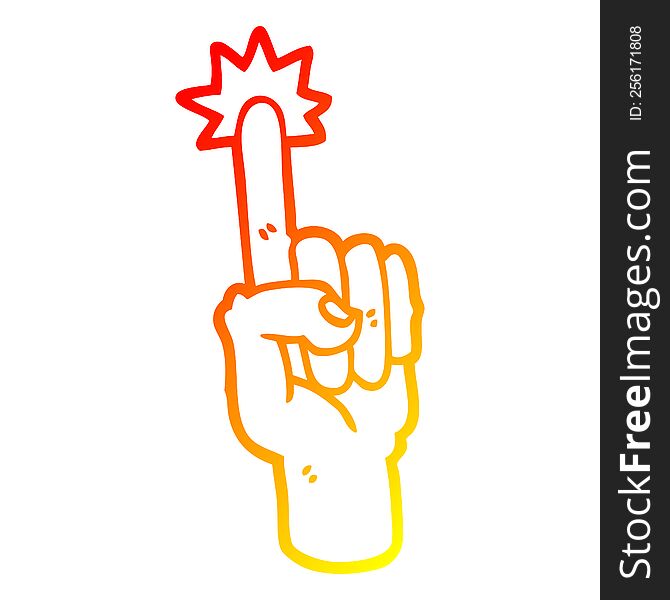 warm gradient line drawing of a cartoon pointing finger