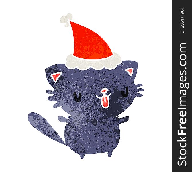Christmas Retro Cartoon Of Kawaii Cat