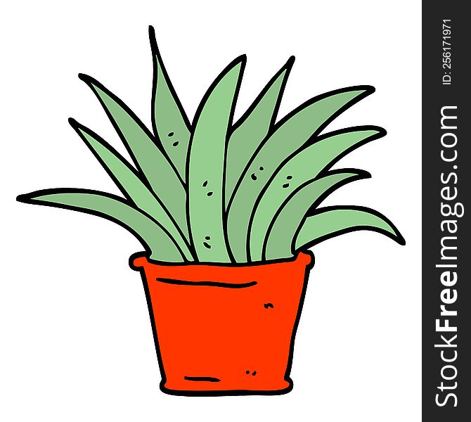 Hand Drawn Doodle Style Cartoon House Plant