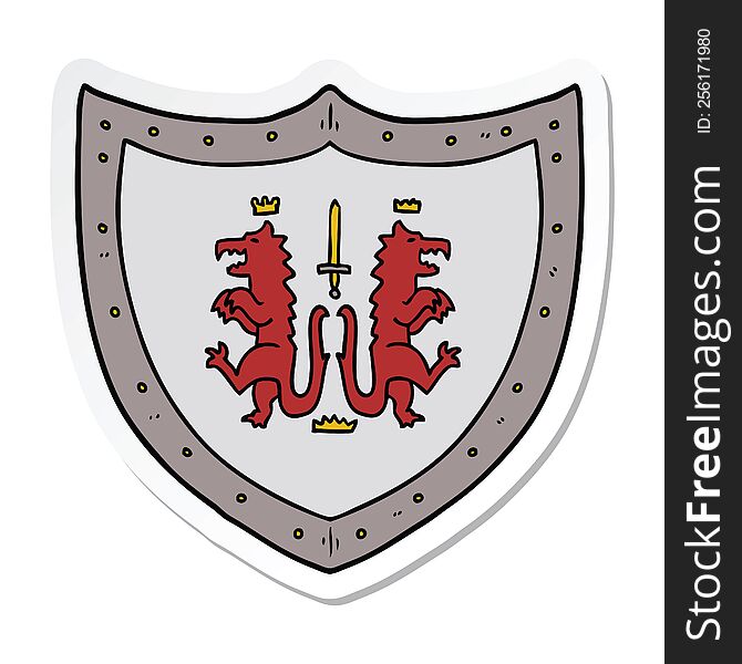 sticker of a cartoon heraldic shield