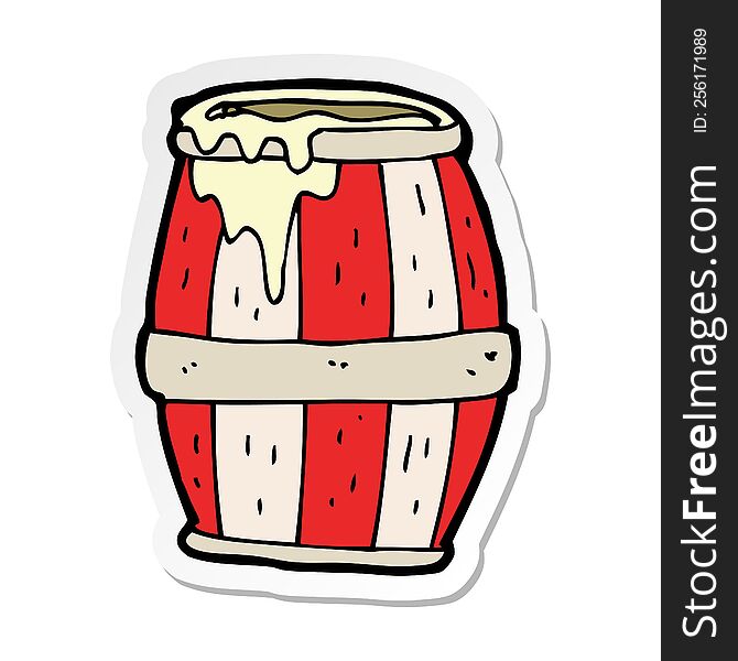 Sticker Of A Cartoon Barrel