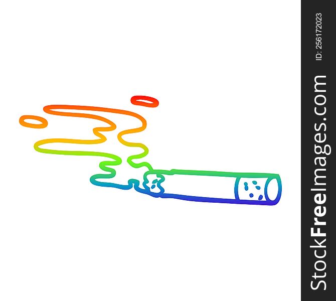 Rainbow Gradient Line Drawing Cartoon Cigarette