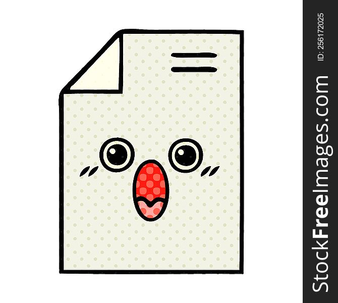 Comic Book Style Cartoon Shocked Paper Document