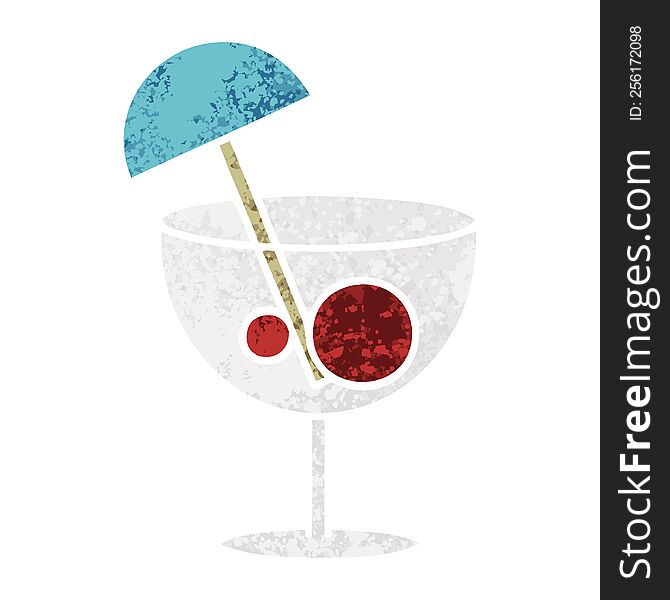retro illustration style cartoon of a fancy cocktail
