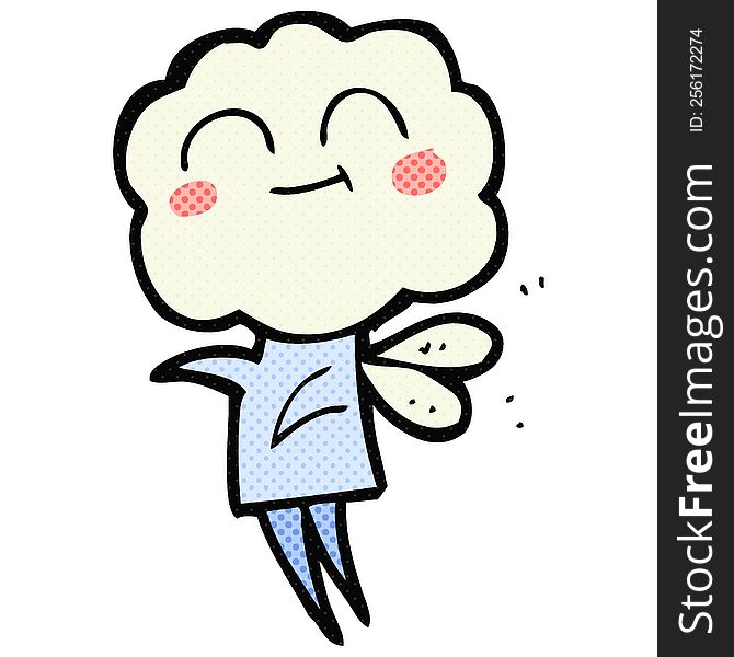 freehand drawn cartoon cute cloud head imp