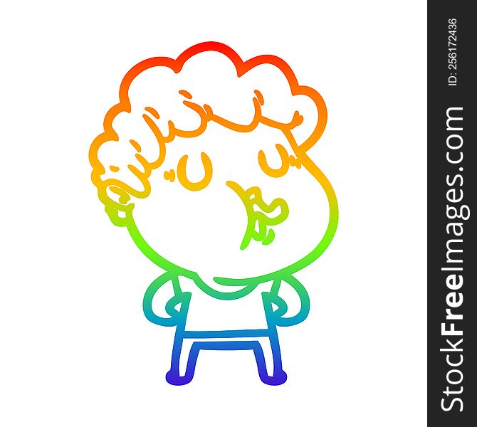 rainbow gradient line drawing cartoon man pulling face