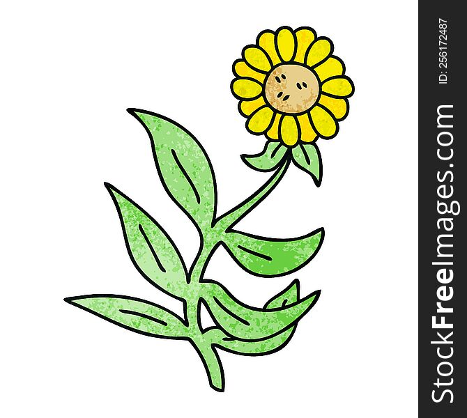 Quirky Hand Drawn Cartoon Flower