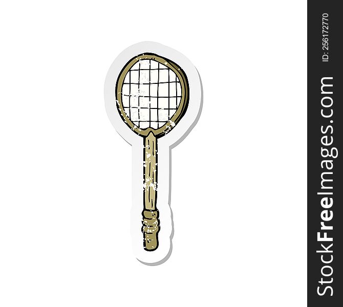 retro distressed sticker of a cartoon old tennis racket