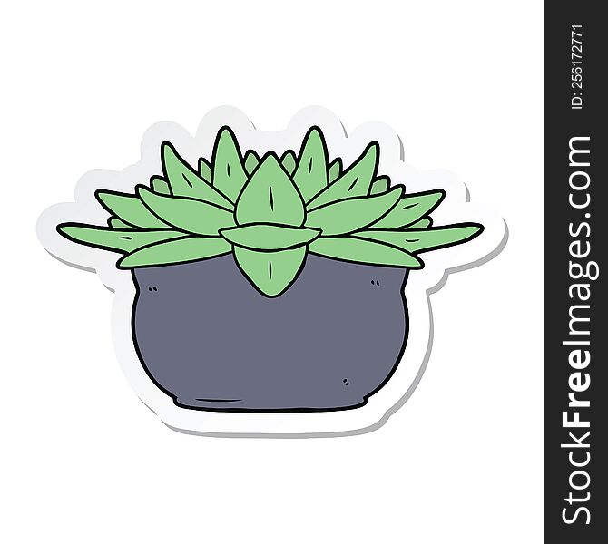 sticker of a cartoon succulent plant