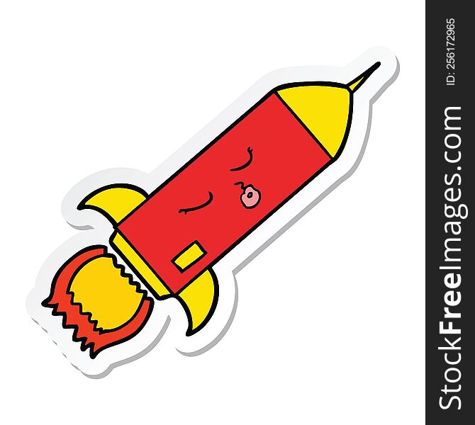 Sticker Of A Cartoon Rocket