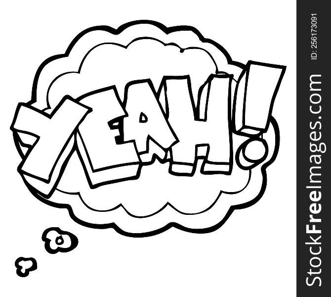 yeah! freehand drawn thought bubble cartoon shout. yeah! freehand drawn thought bubble cartoon shout