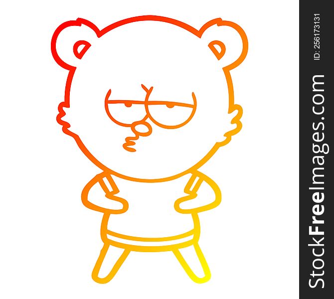 Warm Gradient Line Drawing Bored Polar Bear Cartoon
