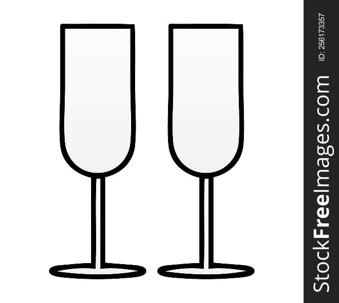 gradient shaded cartoon of a champagne flutes