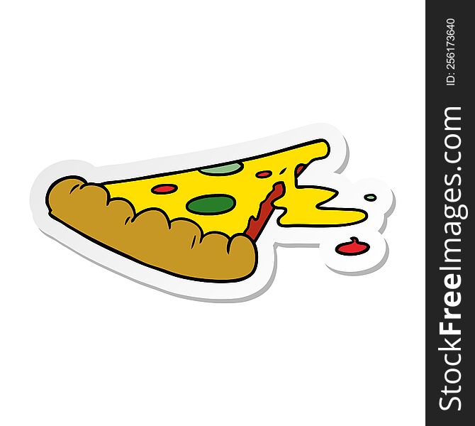 Sticker Cartoon Doodle Of A Slice Of Pizza