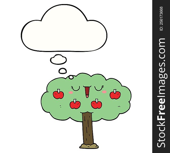 Cartoon Apple Tree And Thought Bubble