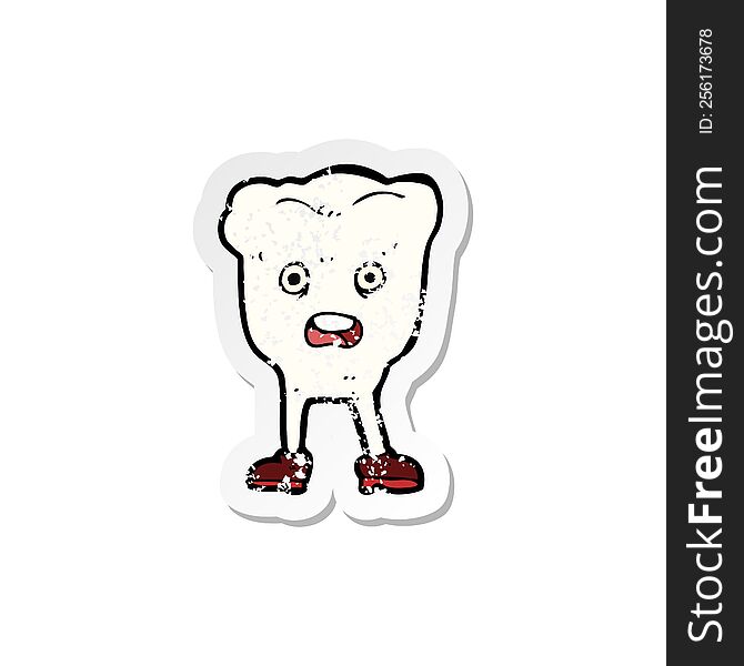 Retro Distressed Sticker Of A Cartoon Tooth
