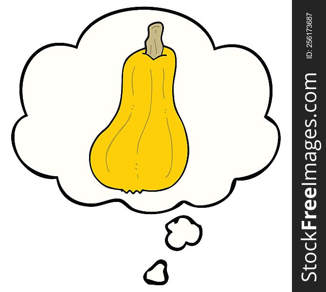 cartoon squash with thought bubble. cartoon squash with thought bubble