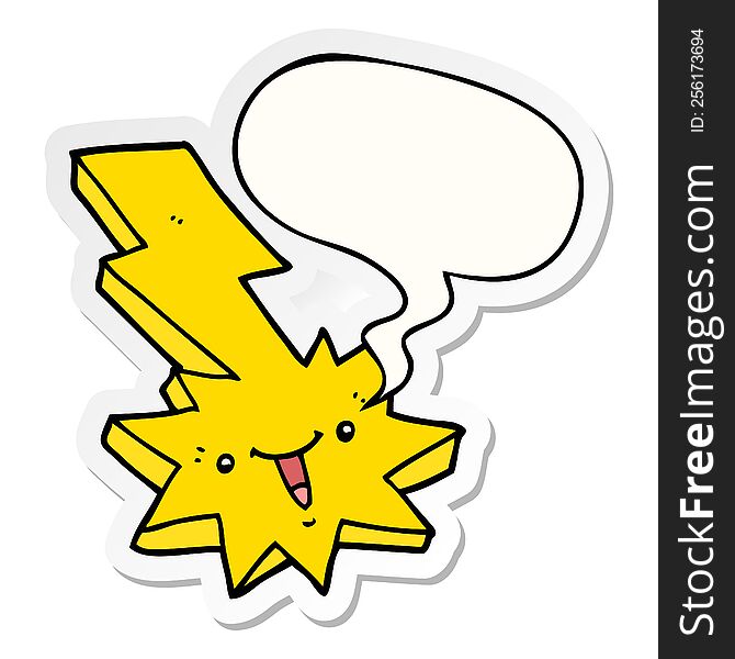 Cartoon Lightning Strike And Speech Bubble Sticker