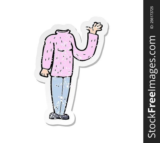 Retro Distressed Sticker Of A Cartoon Headless Body