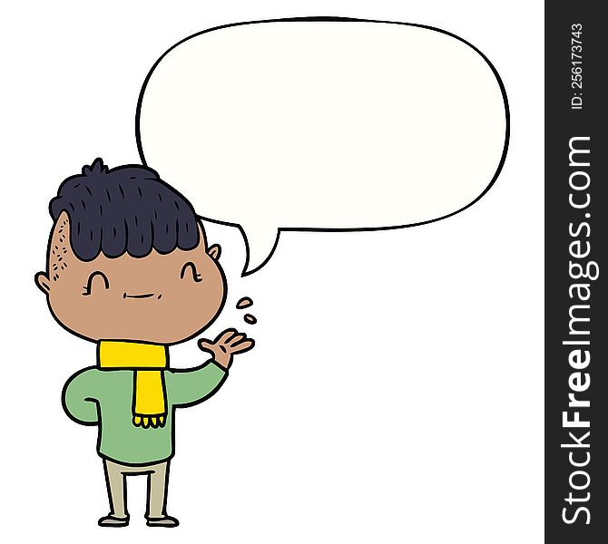Cartoon Friendly Boy And Speech Bubble