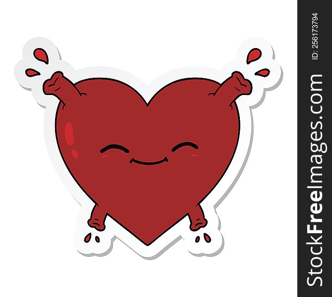 sticker of a cartoon happy heart