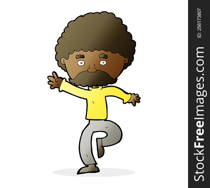 cartoon mustache man disco dancing