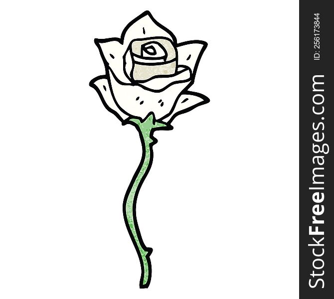 cartoon doodle white rose