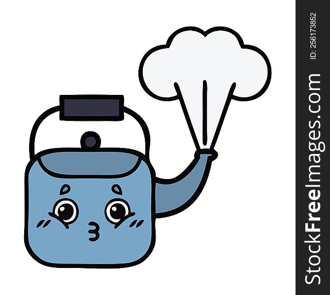 Cute Cartoon Steaming Kettle