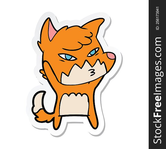 Sticker Of A Clever Cartoon Fox