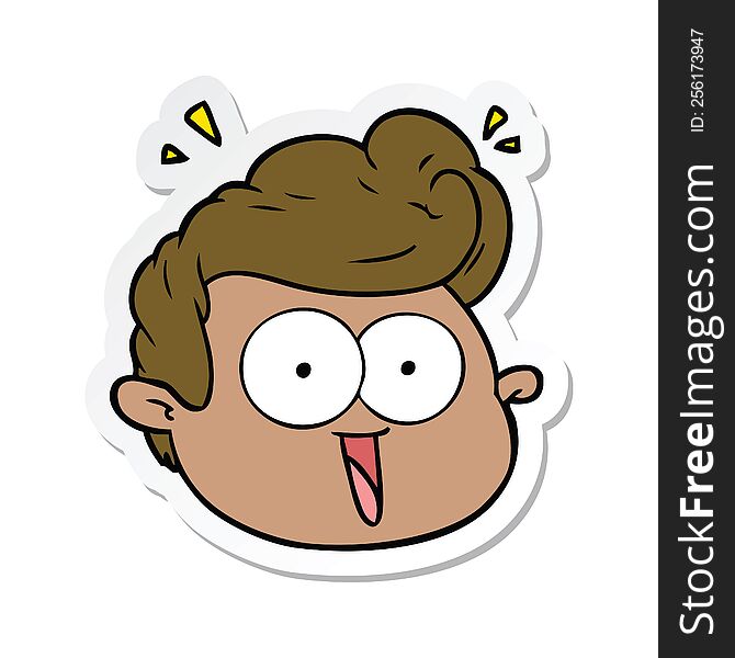 Sticker Of A Cartoon Male Face Surprised