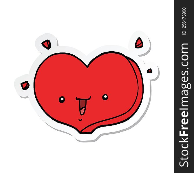 sticker of a cartoon happy love heart