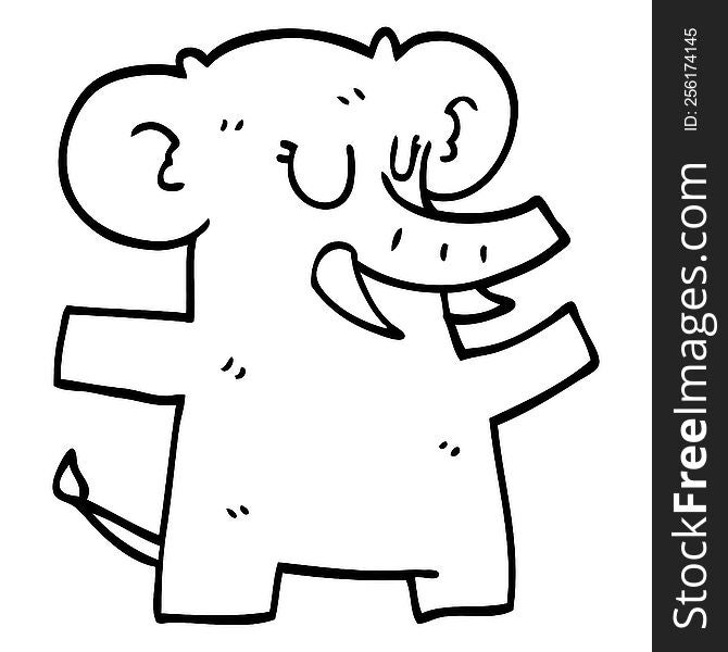 Line Drawing Cartoon Elephant Dancing