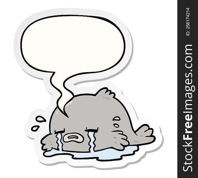 Cartoon Crying Fish And Speech Bubble Sticker