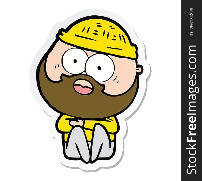 Sticker Of A Cartoon Surprised Bearded Man