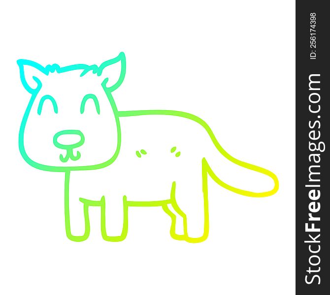 Cold Gradient Line Drawing Cartoon Calm Dog